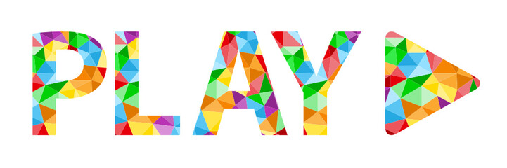 Vector Polygon Alphabet Icon PLAY with SYMBOL