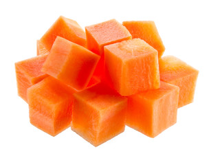Carrot isolated. Carrot slice. Fresh vegetable cubes.