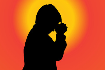 Vector silhouette of boy.