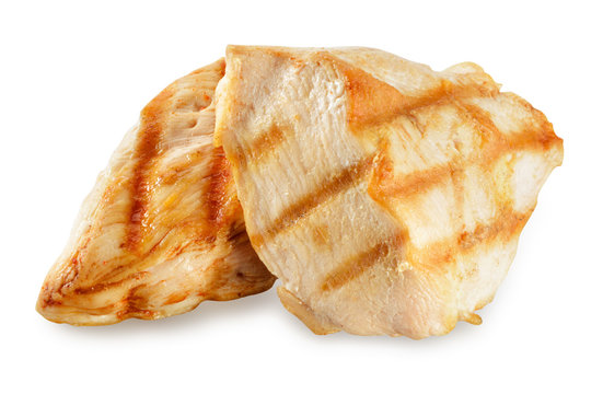Chicken meat. Breast fillet slices isolated. With clipping path.