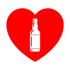Corazon con simbolo botella de vino