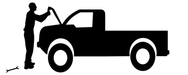 Vector silhouette car repairs.