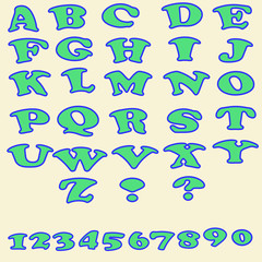 Set of colorful alphabet and numbers.