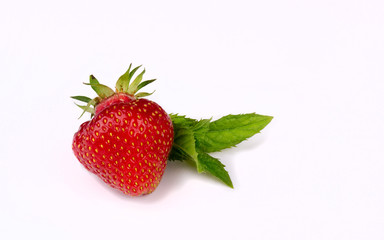 strawberry and mint on a white background