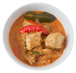 A Plate of Red Curry with Coconut Milk