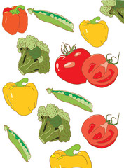 vegetables on white background