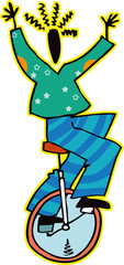 personnage fun et cirque, monocycle
