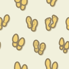Fototapeta na wymiar Seamless background with footprints and shoeprint icons 
