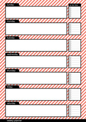 weekly planner stripe red pink background