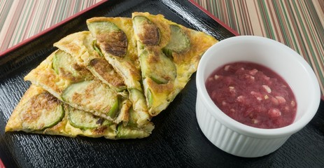 Thai Eggplant Omelet Served with Chili Paste