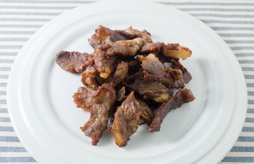 Deep Fried Beef on A White Dish