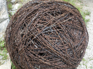 large ball of barbed wire, Kansas farm