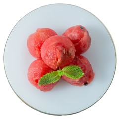 Plate of Red Watermelons on White Background