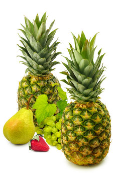 Isolated image of a pineapple and berries