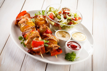 Grilled meat and vegetables 
