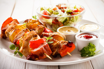 Grilled meat and vegetables 