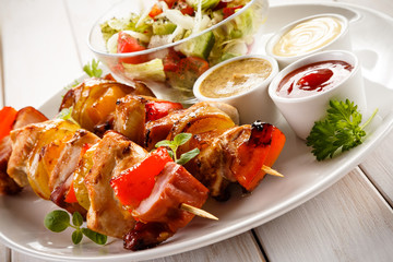 Grilled meat and vegetables 