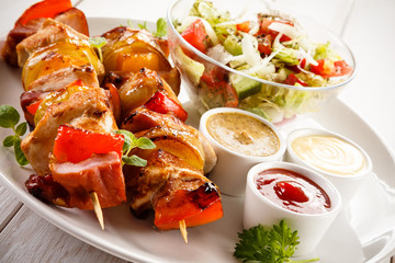 Grilled meat and vegetables 