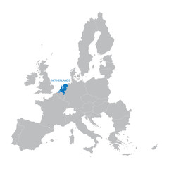European Union map with indication of Netherlands