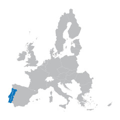 Naklejka premium European Union map with indication of Portugal
