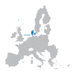 European Union map with indication of Denmark