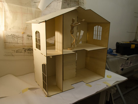 Dollhouse and drawings of the project