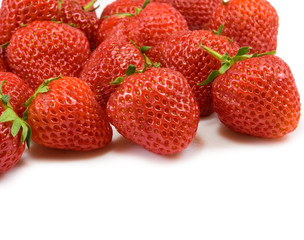  strawberries on white background closeup