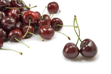  cherries on white background closeup