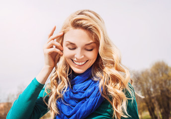 Emotional summer girl outdoors