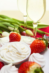 Valentine's Day sweets and champagne setup