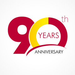 90 years anniversary logo - obrazy, fototapety, plakaty