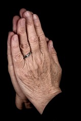 Fototapeta premium Praying, Human Hand, Black.