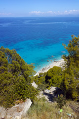 Fototapeta na wymiar Blue Waters of Kokkinos Vrachos Beach, Lefkada, Ionian Islands, Greece