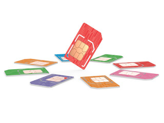 Circle of Sim Cards Illustration, Dual Sized Verstion