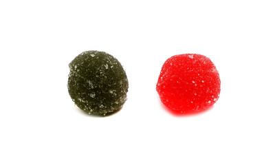 delicious fruit candy on a white background