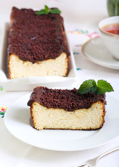 Cheesecake with chocolate topping