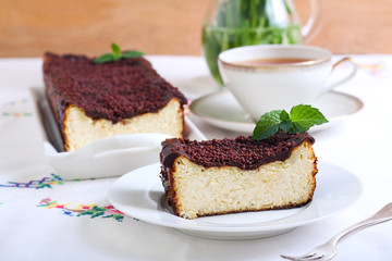 Cheesecake with chocolate topping