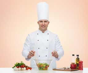 happy male chef cook cooking food