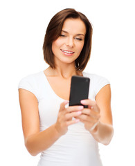 woman browsing in smartphone