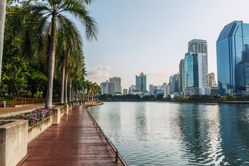 Fototapeta na wymiar The landscape city park in bangkok