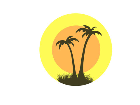 grunge palm emblem or stamp vector design