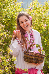 Girl posing during the Rose picking festival in Bulgaria