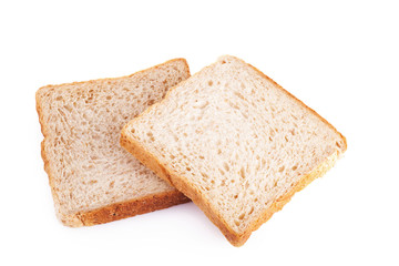 Slice of a whole wheat bread isolated on a white background
