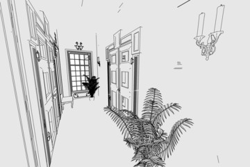 cartoon image of manor interior © bescec