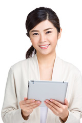 Fototapeta premium Asian woman use of tablet pc