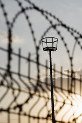 Obraz premium Prison fence with barbed wire