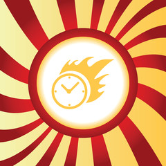 Burning clock abstract icon