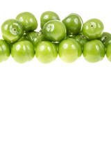 green plums as a border on white
