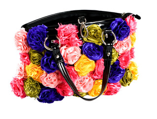 female bag with artificial flowers