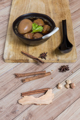 Thai Food : Egg stewed with pork and tofu